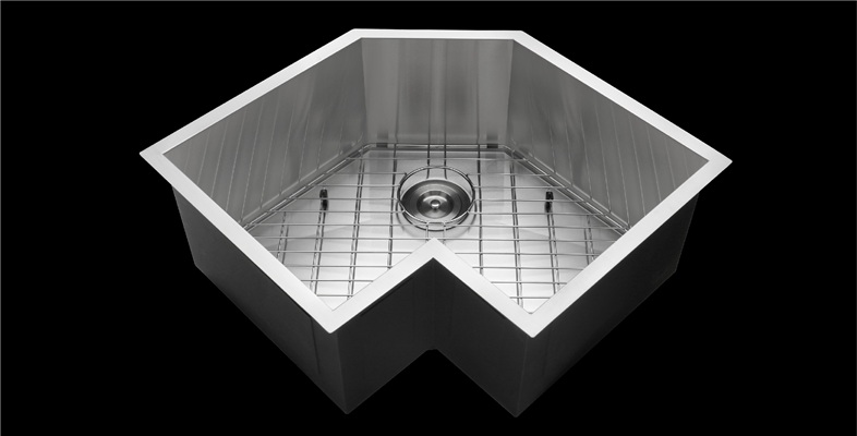 Custom polygonal stainless steel kitchen sink design