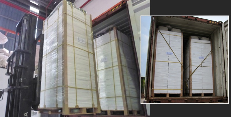 Loading stainless steel sinks into shipping containers