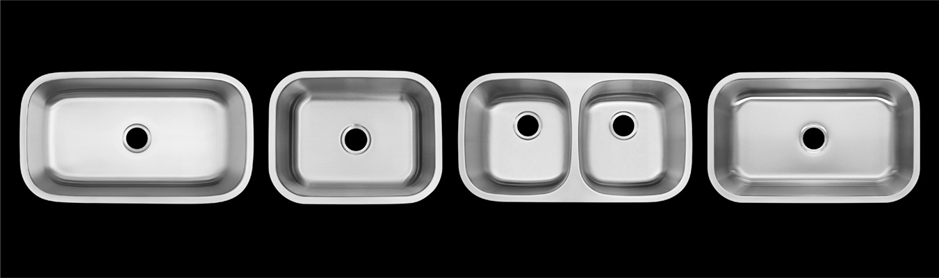 Four classic undermount drawn stainless sinks